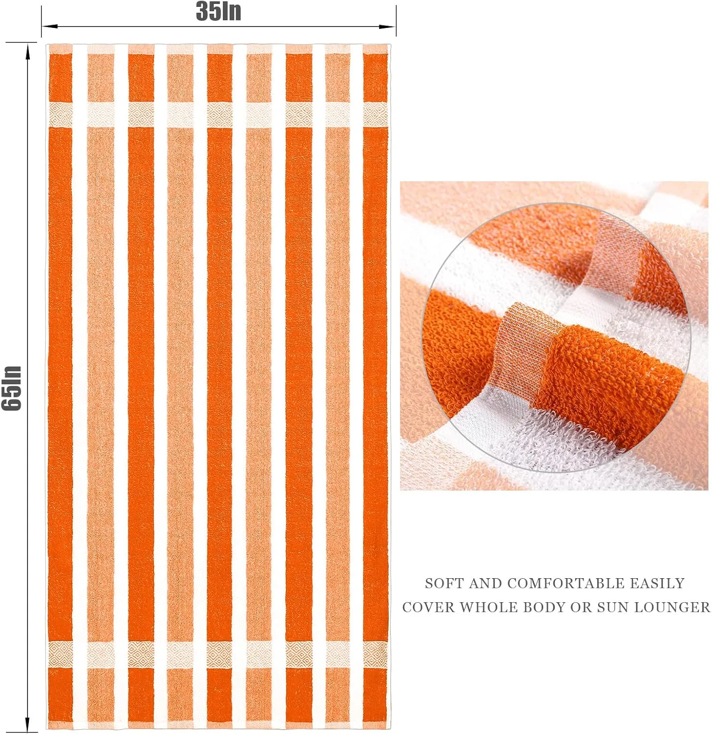 4 Packs Stripe Beach Towel Thin Terry Set for Women Men 60X30 Inch Extra Oversized Large Size Clearance Travel Camping Absorbent Towels Accessories Beach Essentials Blanket Adults Gift Orange White