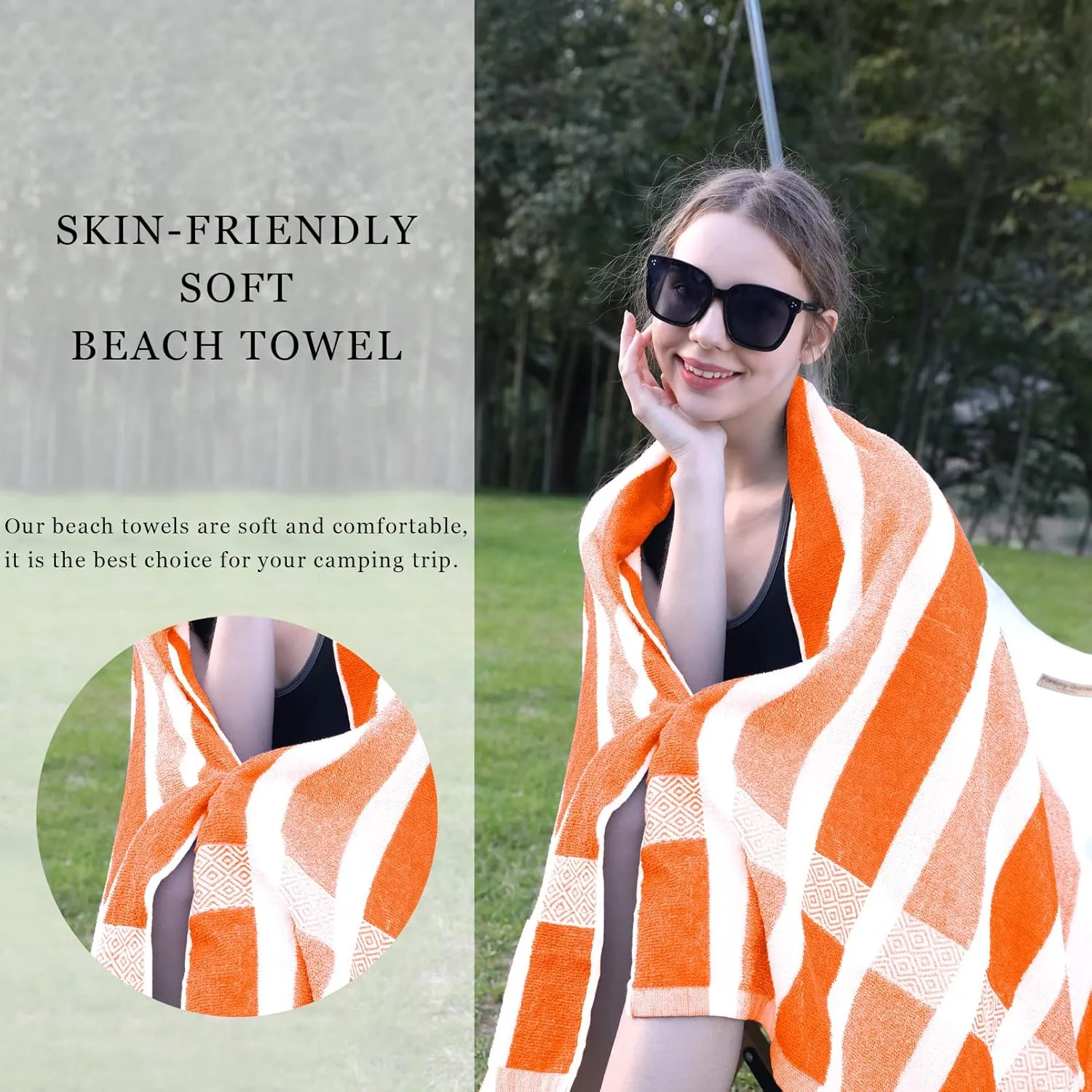 4 Packs Stripe Beach Towel Thin Terry Set for Women Men 60X30 Inch Extra Oversized Large Size Clearance Travel Camping Absorbent Towels Accessories Beach Essentials Blanket Adults Gift Orange White