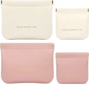 4 PCS Small Makeup Bag for Purse, 2 Size Mini Portable Coin Purse Self-Closing Pouches for Purse Small Cosmetic Bag Mini Bag Purse Lipstick Cosmetic Accessories Organizer (White and Pink)