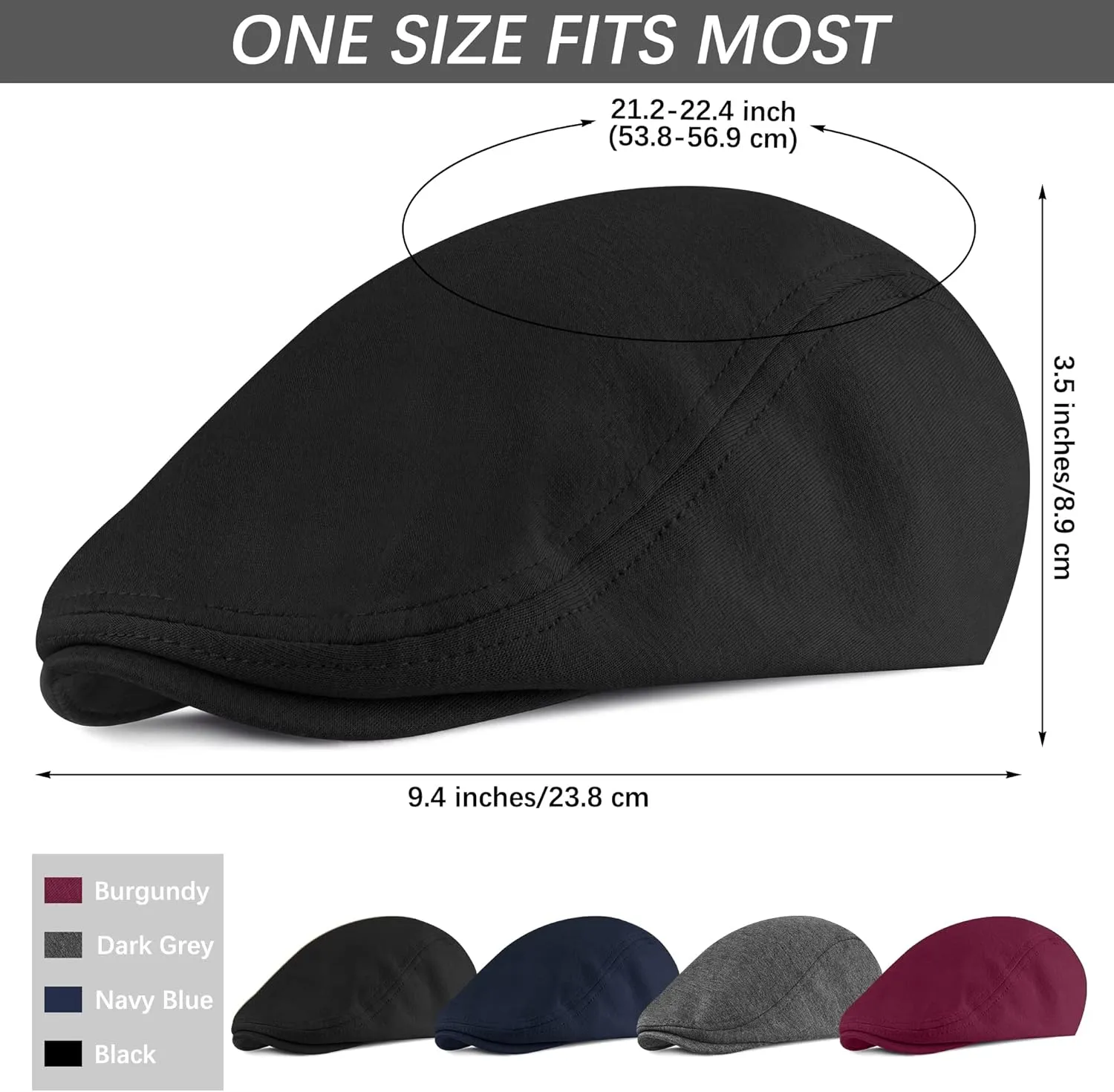 4 Pieces Newsboy Men's Hat Newsboy Cap Flat Cap Soft Stretch Fit Men Cap Cabbie Hunting Cap for Men Outdoor Daily Use