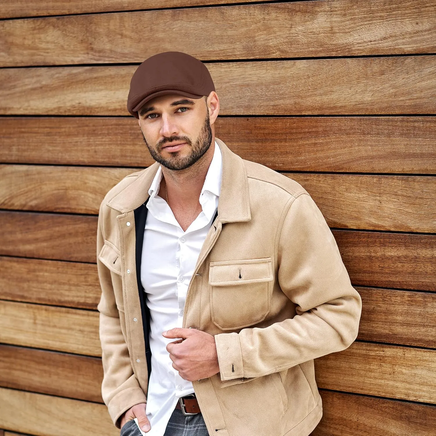 4 Pieces Newsboy Men's Hat Newsboy Cap Flat Cap Soft Stretch Fit Men Cap Cabbie Hunting Cap for Men Outdoor Daily Use