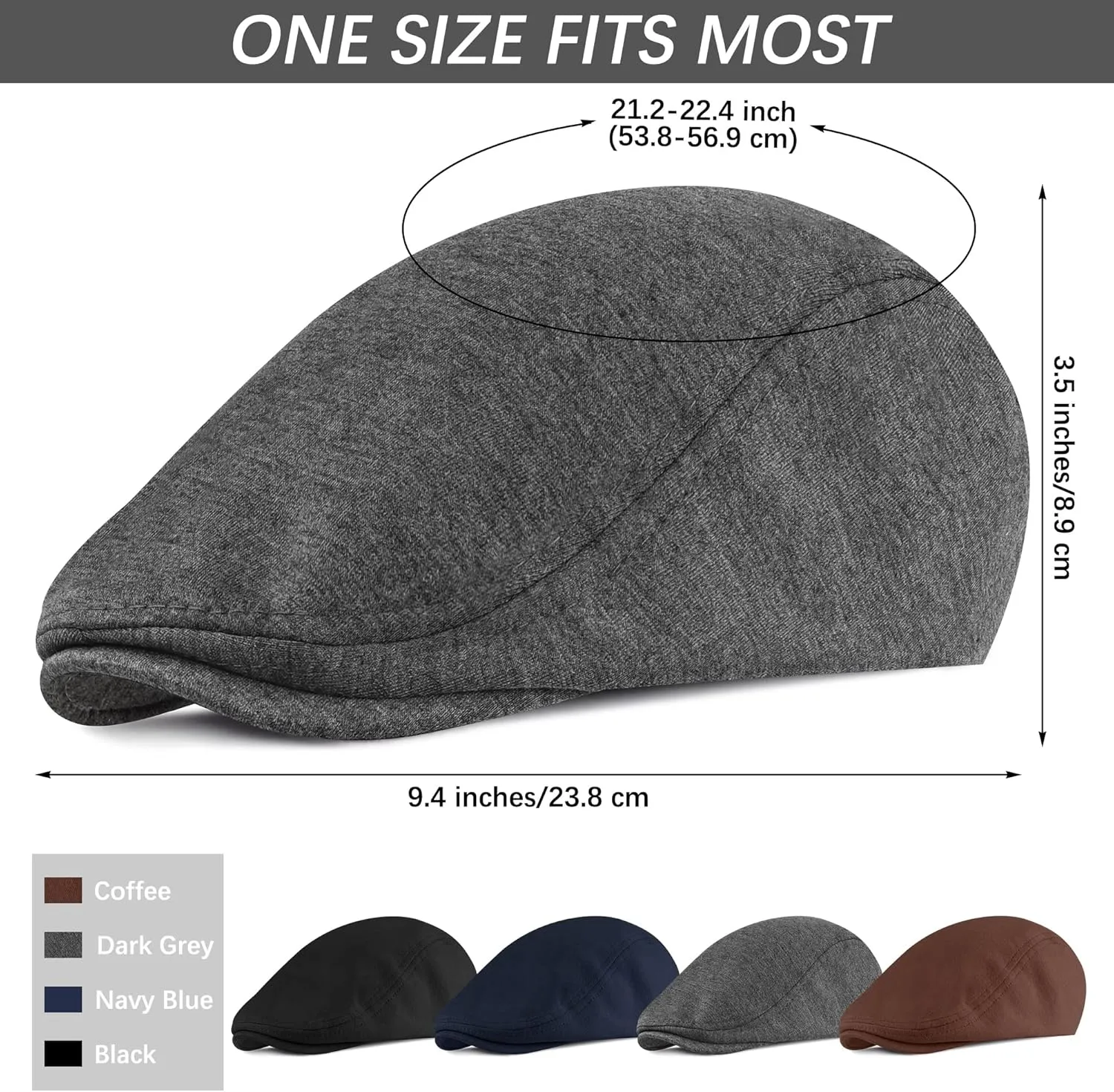 4 Pieces Newsboy Men's Hat Newsboy Cap Flat Cap Soft Stretch Fit Men Cap Cabbie Hunting Cap for Men Outdoor Daily Use