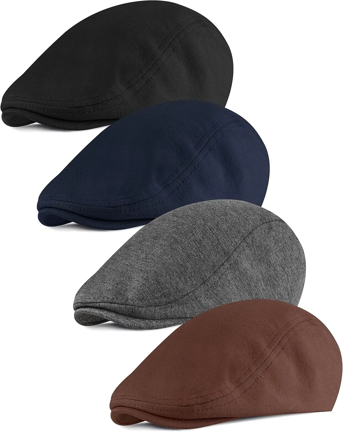 4 Pieces Newsboy Men's Hat Newsboy Cap Flat Cap Soft Stretch Fit Men Cap Cabbie Hunting Cap for Men Outdoor Daily Use