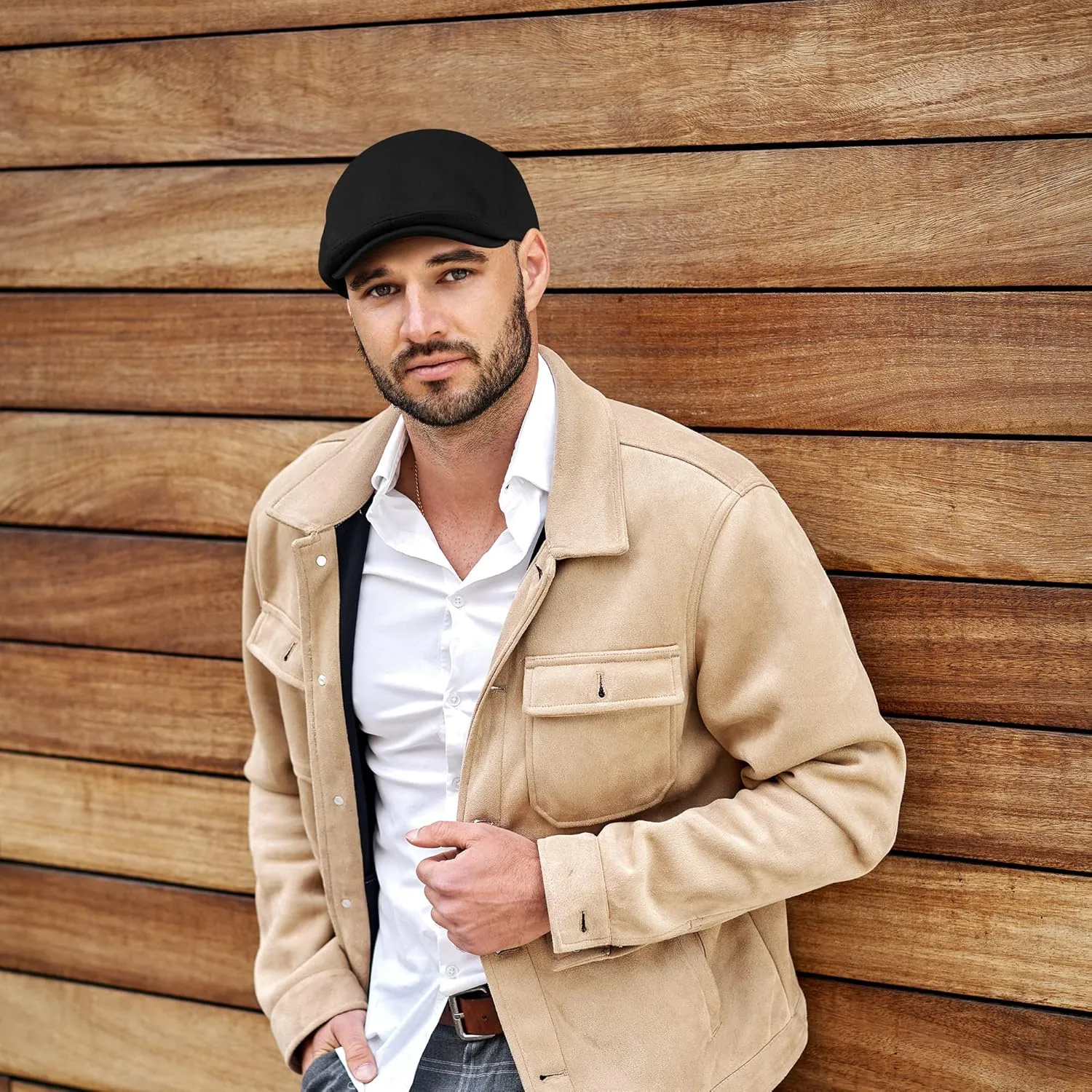4 Pieces Newsboy Men's Hat Newsboy Cap Flat Cap Soft Stretch Fit Men Cap Cabbie Hunting Cap for Men Outdoor Daily Use