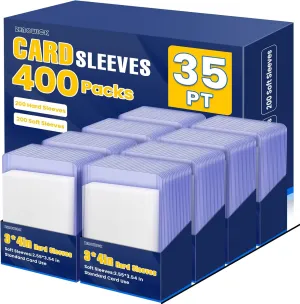 400 Packs Card Sleeves Top Loads for Cards,3" x 4" Baseball Card Protectors,Trading Cards Sleeve Hard Plastic Fit for Baseball, Football Cards (200 Hard Sleeves   200 Soft Sleeve)