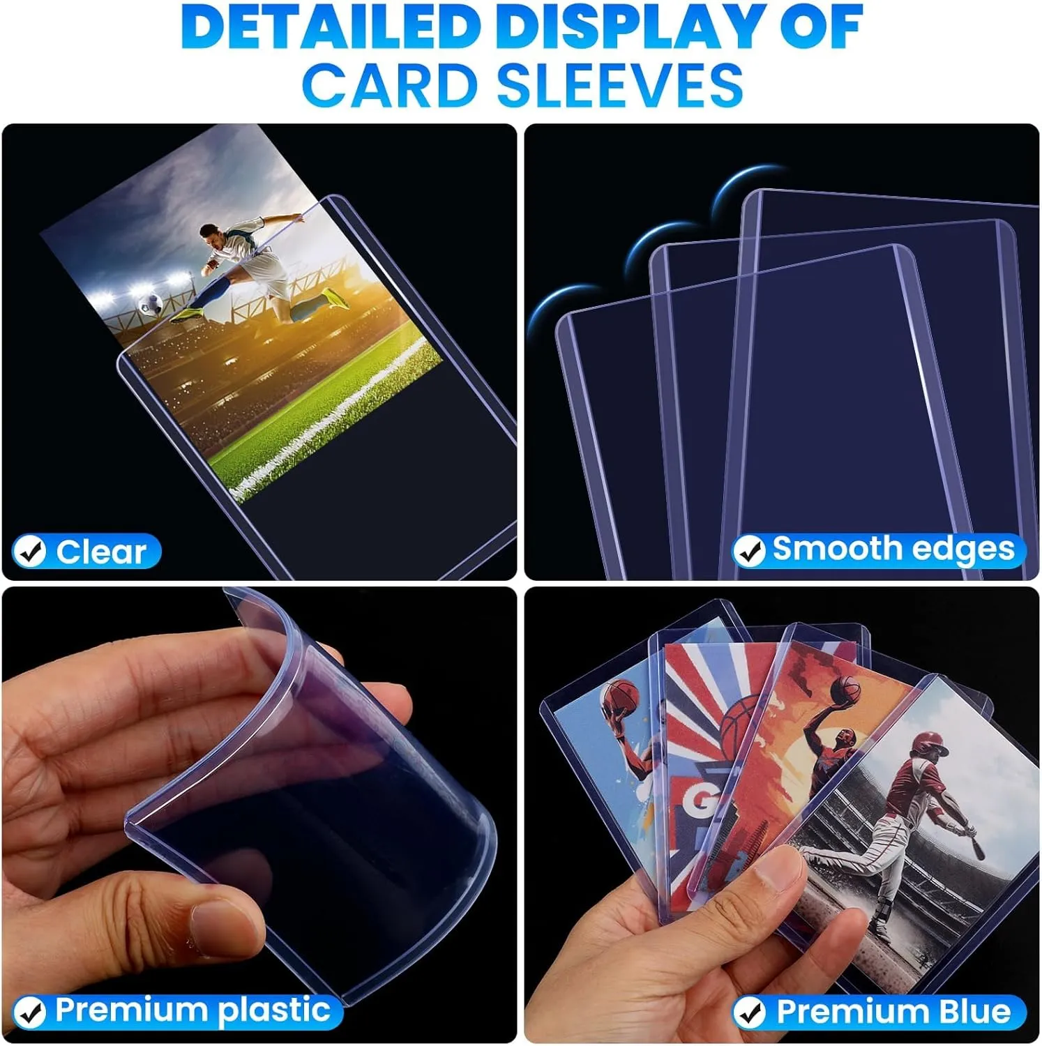 400 Packs Card Sleeves Top Loads for Cards,3" x 4" Baseball Card Protectors,Trading Cards Sleeve Hard Plastic Fit for Baseball, Football Cards (200 Hard Sleeves   200 Soft Sleeve)