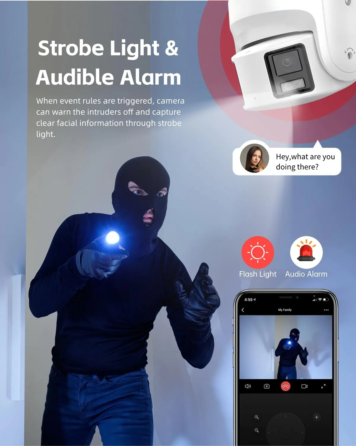 4K 8MP Panoramic PoE IP Camera with 24/7 Colorful Imaging, Human/Vehicle Detection, Strobe Light and Audio Alarm, (OEM No Logo) 2CD2387G2P-LSU/SL 4mm