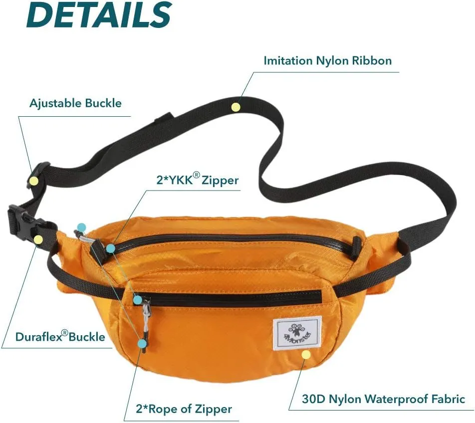 4Monster Hiking Waist Packs Portable,Water Resistant Fanny Bag with Adjustable Strap,Lightweight Crossbody Chest Bag Slim Bag