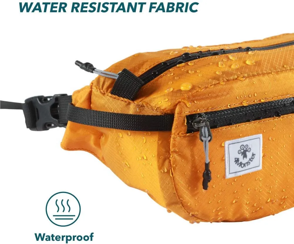 4Monster Hiking Waist Packs Portable,Water Resistant Fanny Bag with Adjustable Strap,Lightweight Crossbody Chest Bag Slim Bag