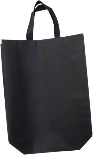 4pcs Foldable Non Woven Fabric Shopping Bags Heavy Duty Grocery Tote Large Capacity Handbags Black Reusable Washable for Groceries and