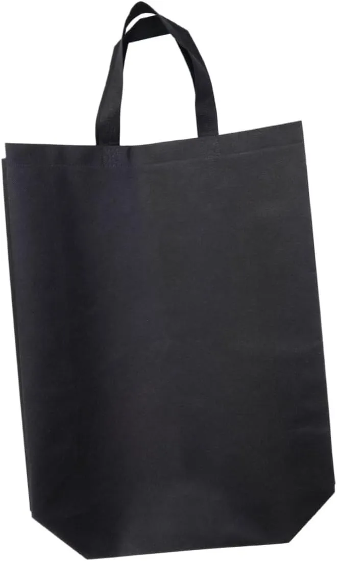 4pcs Foldable Non Woven Fabric Shopping Bags Heavy Duty Grocery Tote Large Capacity Handbags Black Reusable Washable for Groceries and