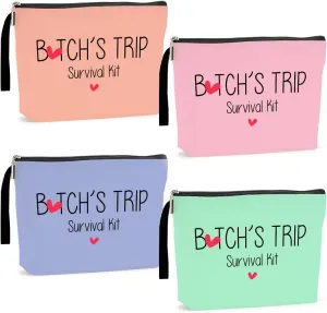4Pcs Girls Trip Gifts Favors Weekend Bag Funny Makeup Bag for Women's Bridesmaid Cosmetic Zipper Pouch Wedding Birthday Bachelorette Party