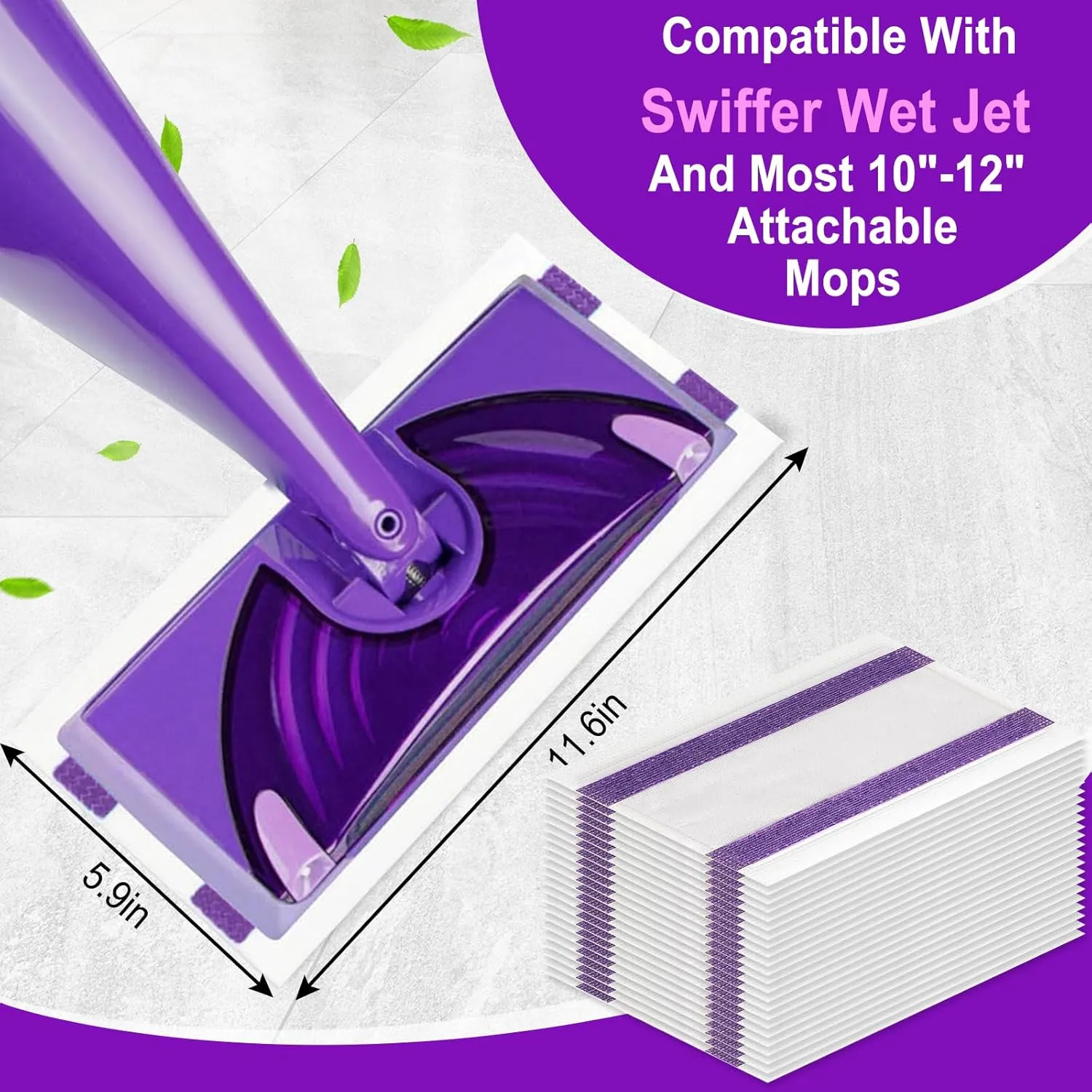 50 Count Disposable Wet Pads Refill for Swiffer Wet Jet Spray Mop, Wet Jet Pads Refills for Multi Surface, Disposable Wet Jet Hardwood Floor Cleaner for swiffer Wet Pads Refill, Thickness & Absorbent