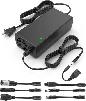 54.6V 2A Charger with 7 in 1 Plugs Output Heads, for 48V-54.6V Li-ion Battery, Replacement for Razor/Jetson/Voyage, gotrax, ninebot Series