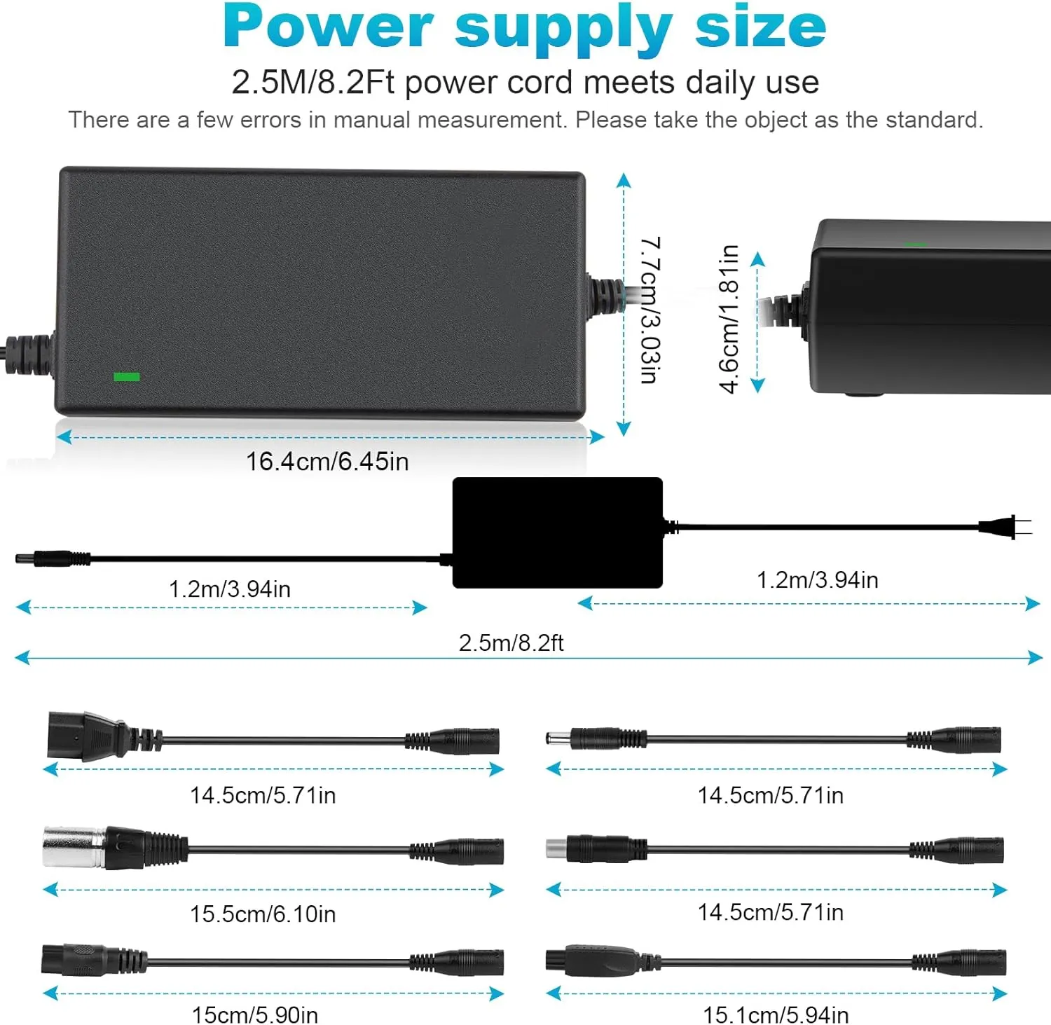 54.6V 2A Charger with 7 in 1 Plugs Output Heads, for 48V-54.6V Li-ion Battery, Replacement for Razor/Jetson/Voyage, gotrax, ninebot Series