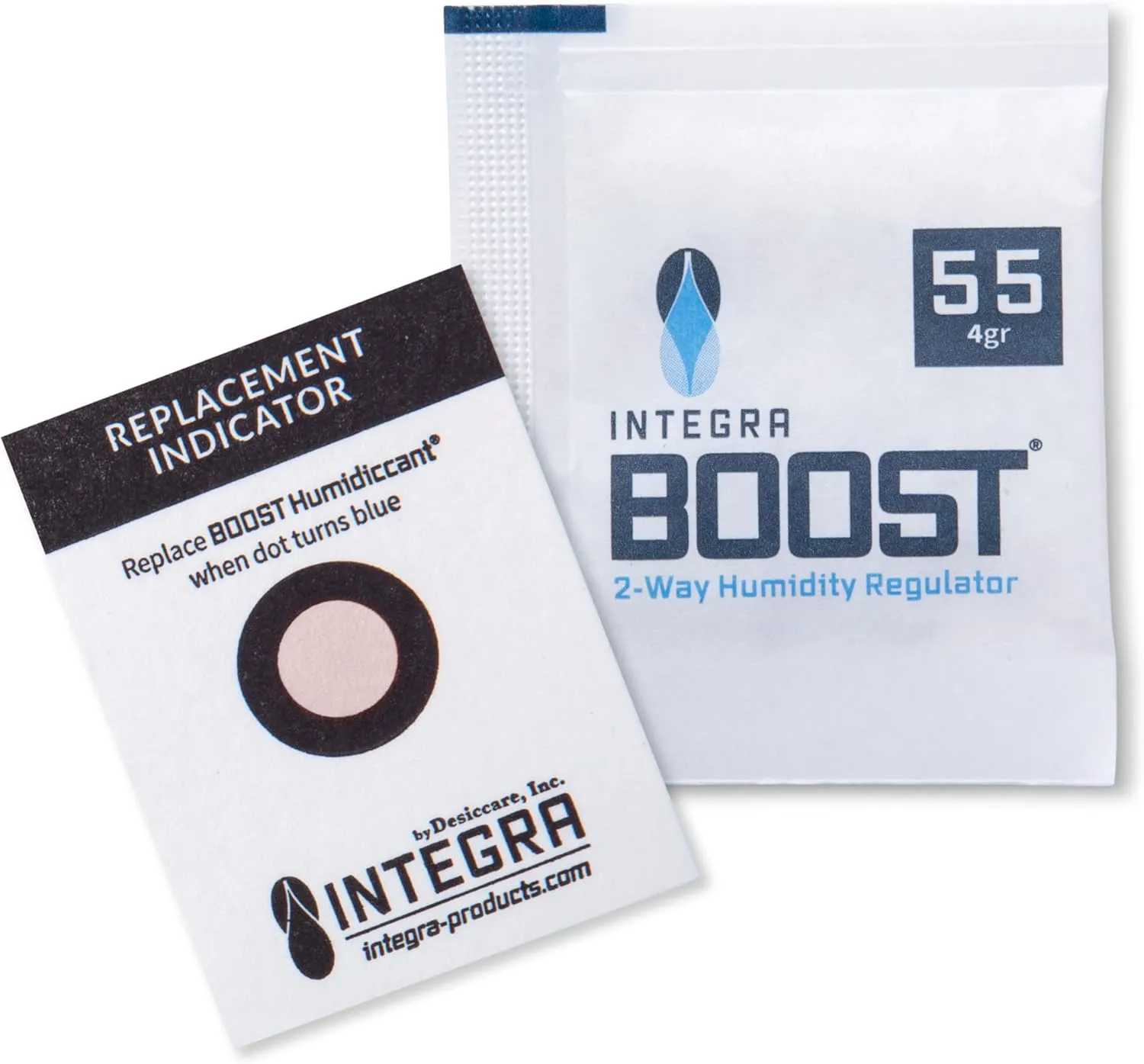 55% RH Level - 4 Gram Size - Two-Way Humidity Control Pack - Incl. Replacement Indicator Cards - Food Storage & Herbs Moisture Balancer for Up to 1/2 oz (Pack of 20)
