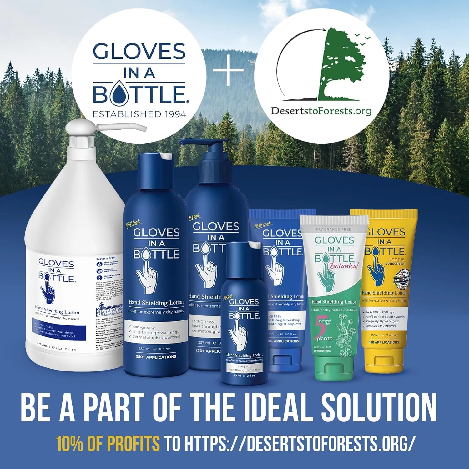 6-Pack Gloves In A Bottle Shielding Lotion with Dispenser for Dry Skin, 8 ounce