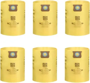 6 Pack Vacuum Bags Compatible with shop vac 15-22 gallon Dust Collection Filter Bag Type J Double layer Replace Part 90673 9067300