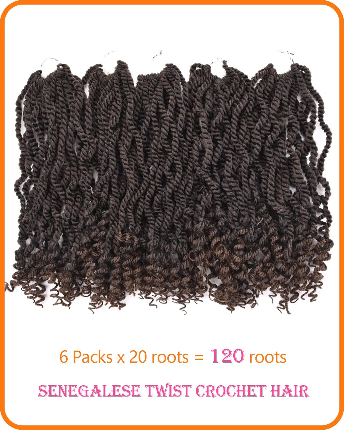 6 Packs Wavy Senegalese Twist Crochet Hair 12 Inch Crochet Braids Senegalese Twist Synthetic Braiding Hair Extension (T30#, 12 Inch)