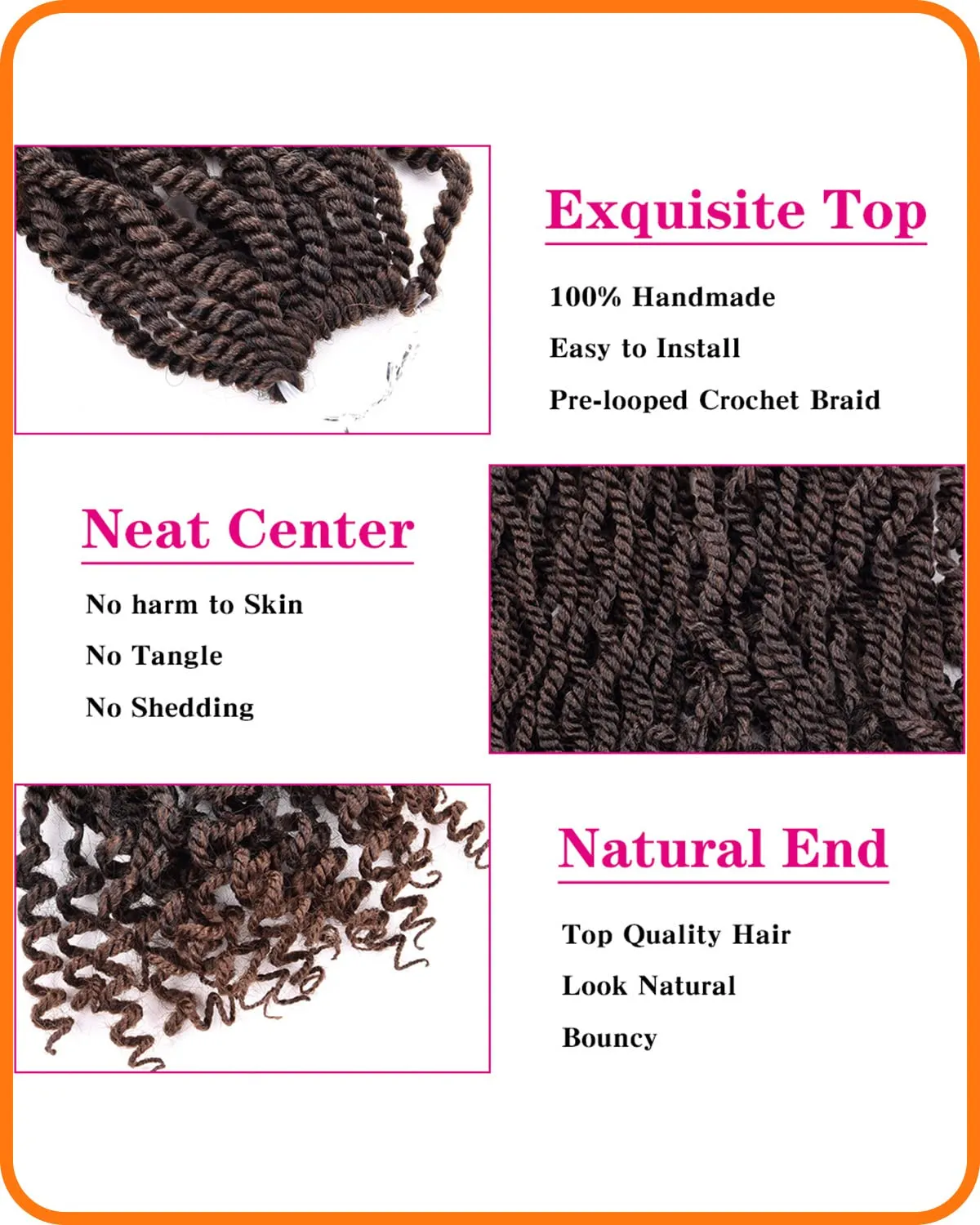 6 Packs Wavy Senegalese Twist Crochet Hair 12 Inch Crochet Braids Senegalese Twist Synthetic Braiding Hair Extension (T30#, 12 Inch)