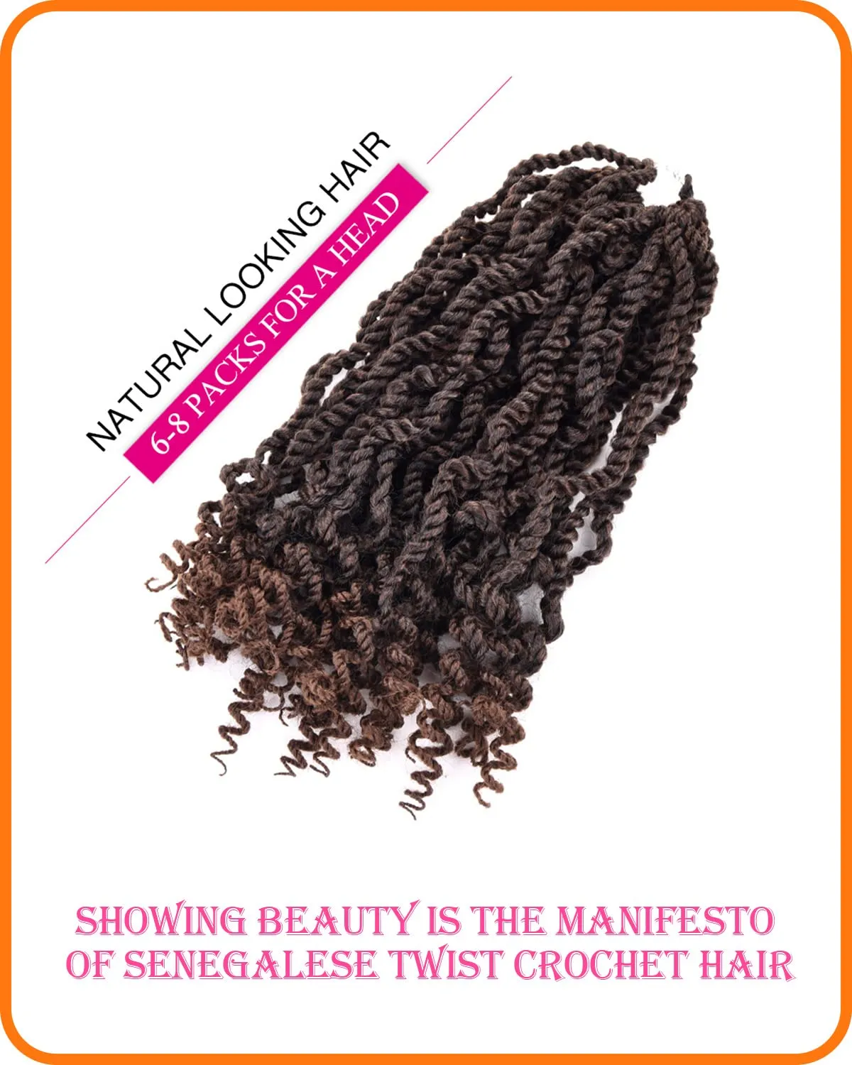 6 Packs Wavy Senegalese Twist Crochet Hair 12 Inch Crochet Braids Senegalese Twist Synthetic Braiding Hair Extension (T30#, 12 Inch)