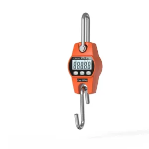 660lb/300kg Digital Crane Scale - Compact LCD Handheld Hanging Scale for Garage, Farm, Hunting, Fishing & More(300kg/Aluminium Alloy/Orange)