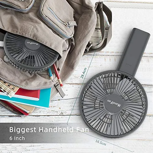 6" Handheld Fan 4000mAh Battery Operated Fan 6 Settings Personal Desktop Fan