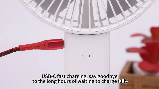 6" Handheld Fan 4000mAh Battery Operated Fan 6 Settings Personal Desktop Fan