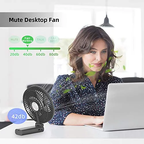 6" Handheld Fan 4000mAh Battery Operated Fan 6 Settings Personal Desktop Fan