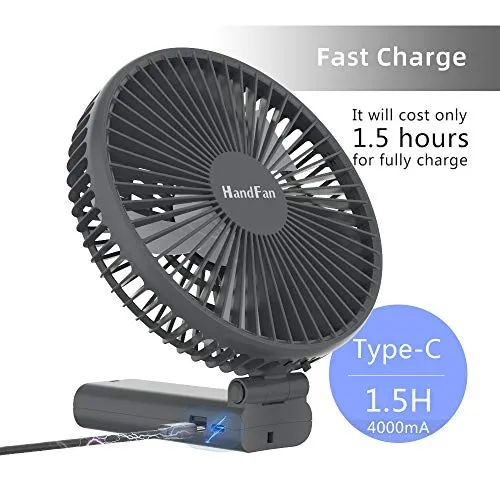 6" Handheld Fan 4000mAh Battery Operated Fan 6 Settings Personal Desktop Fan