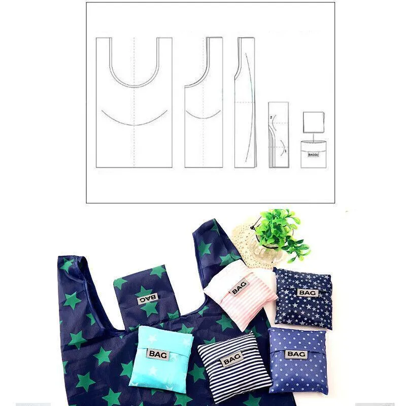 6X Nylon Reusable Foldable Recycle Grocery Shopping Carry Bags Tote Handbags Eco