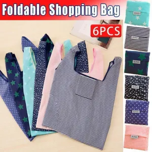 6X Nylon Reusable Foldable Recycle Grocery Shopping Carry Bags Tote Handbags Eco