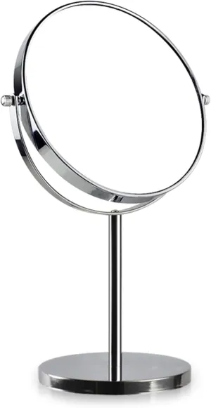 7 Inch Tabletop Rotation Makeup Mirror, Double Side 3X Magnification Cosmetic Mirror, Removable Countertop HD Shaving Mirror, Standing Vanity Mirror for Beauty Salon,Silver