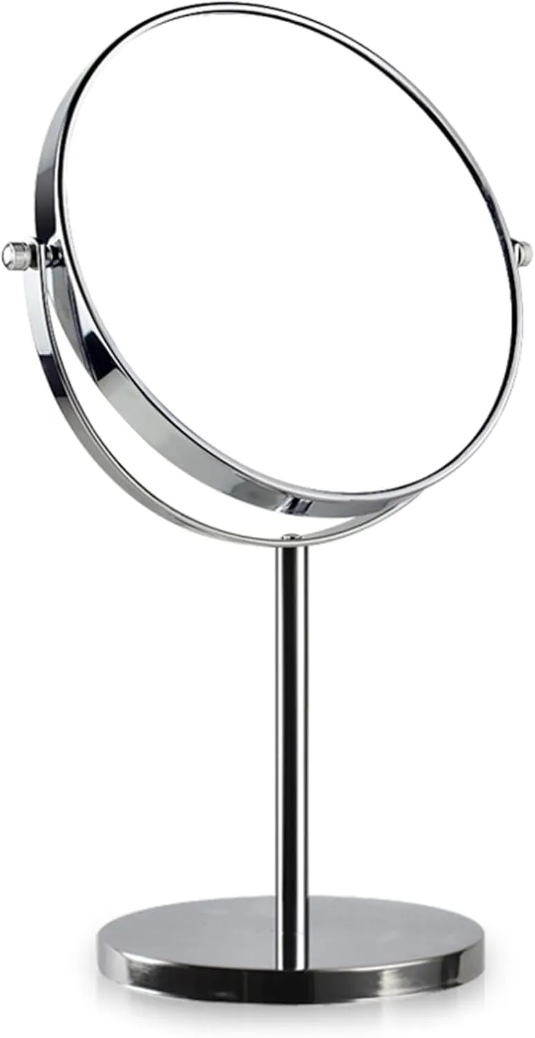 7 Inch Tabletop Rotation Makeup Mirror, Double Side 3X Magnification Cosmetic Mirror, Removable Countertop HD Shaving Mirror, Standing Vanity Mirror for Beauty Salon,Silver