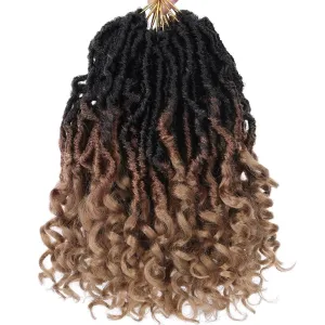 7 Packs Faux Locs Crochet Hair 10 Inch Pre-looped Soft Locs Crochet Hair With Curly Ends Bohemian Goddess Locs Crochet Hair Extensions for Women (12Strands/pack 1B3027#)