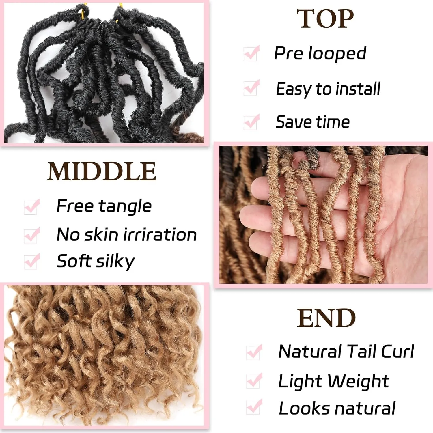 7 Packs Faux Locs Crochet Hair 10 Inch Pre-looped Soft Locs Crochet Hair With Curly Ends Bohemian Goddess Locs Crochet Hair Extensions for Women (12Strands/pack 1B3027#)