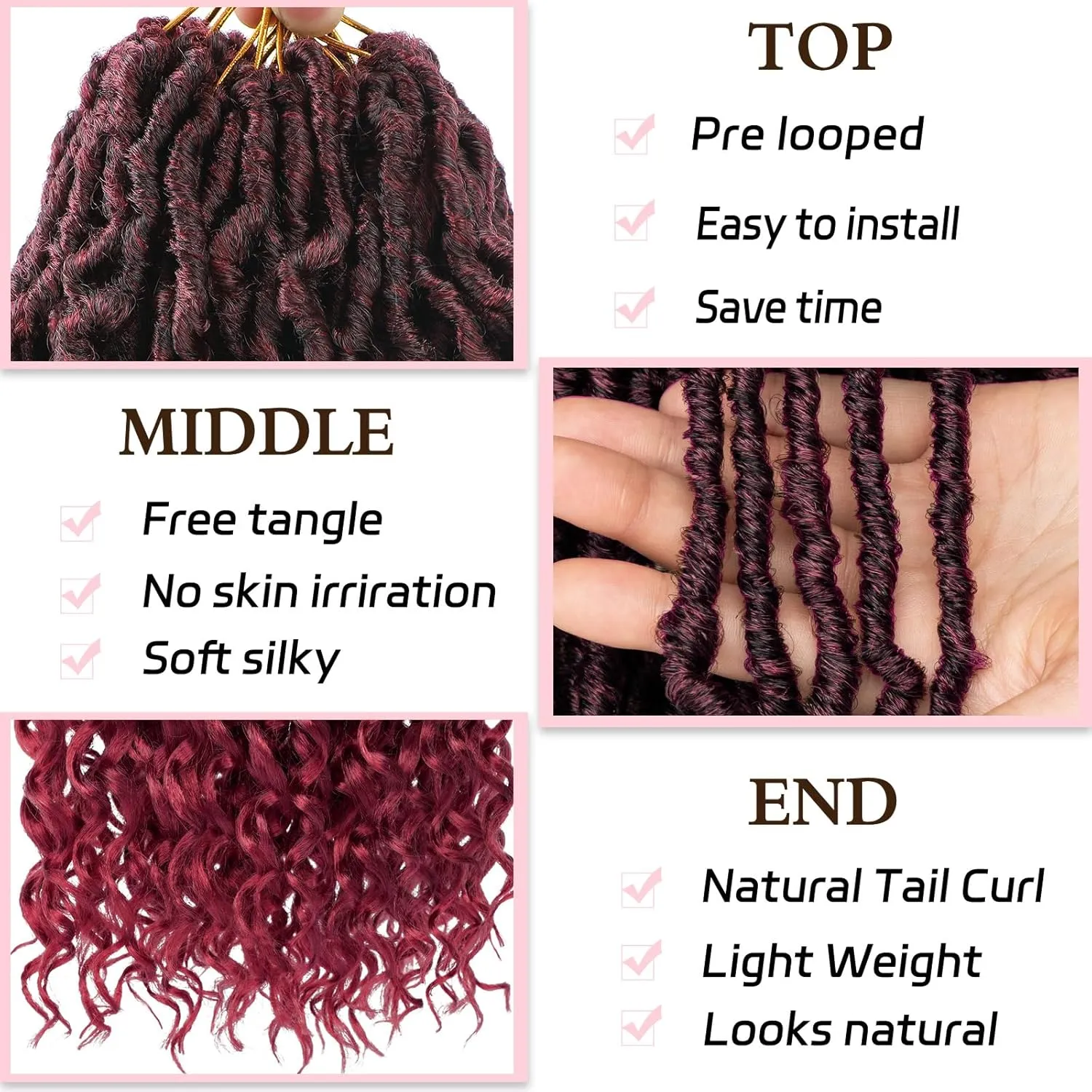 7 Packs Faux Locs Crochet Hair 10 Inch Pre-looped Soft Locs Crochet Hair With Curly Ends Bohemian Goddess Locs Crochet Hair Extensions for Women (12Strands/pack TBUG#)