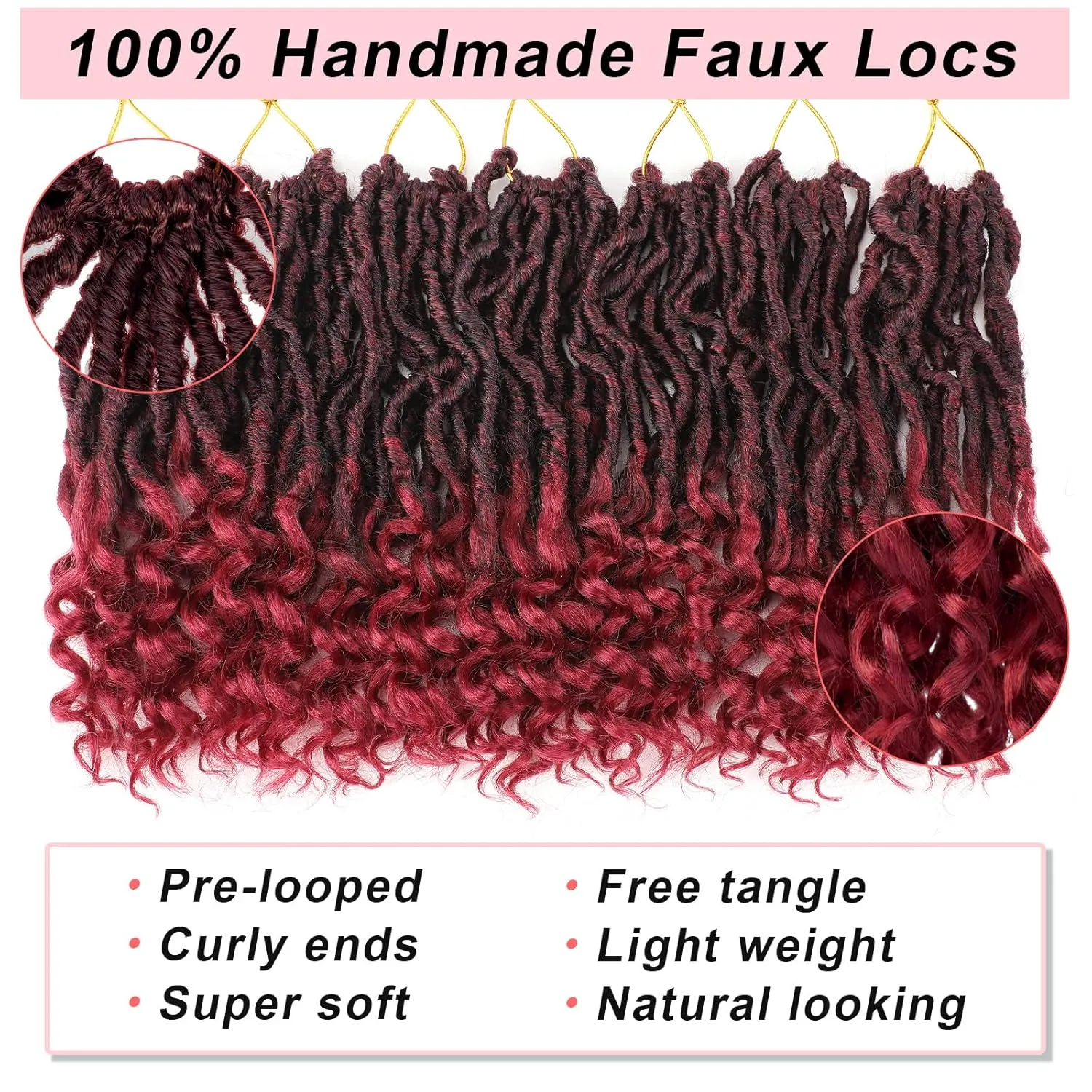 7 Packs Faux Locs Crochet Hair 10 Inch Pre-looped Soft Locs Crochet Hair With Curly Ends Bohemian Goddess Locs Crochet Hair Extensions for Women (12Strands/pack TBUG#)
