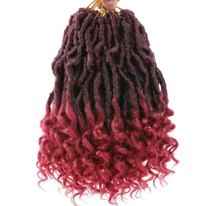 7 Packs Faux Locs Crochet Hair 10 Inch Pre-looped Soft Locs Crochet Hair With Curly Ends Bohemian Goddess Locs Crochet Hair Extensions for Women (12Strands/pack TBUG#)
