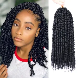 7 Packs Passion Twist Crochet Hair 14 Inch Pre-Looped Passion Twist Hair Pre-twisted Short Crochet Passion Twist Hair Synthetic Crochet Hair for Black Women (1B, 14 Inch)