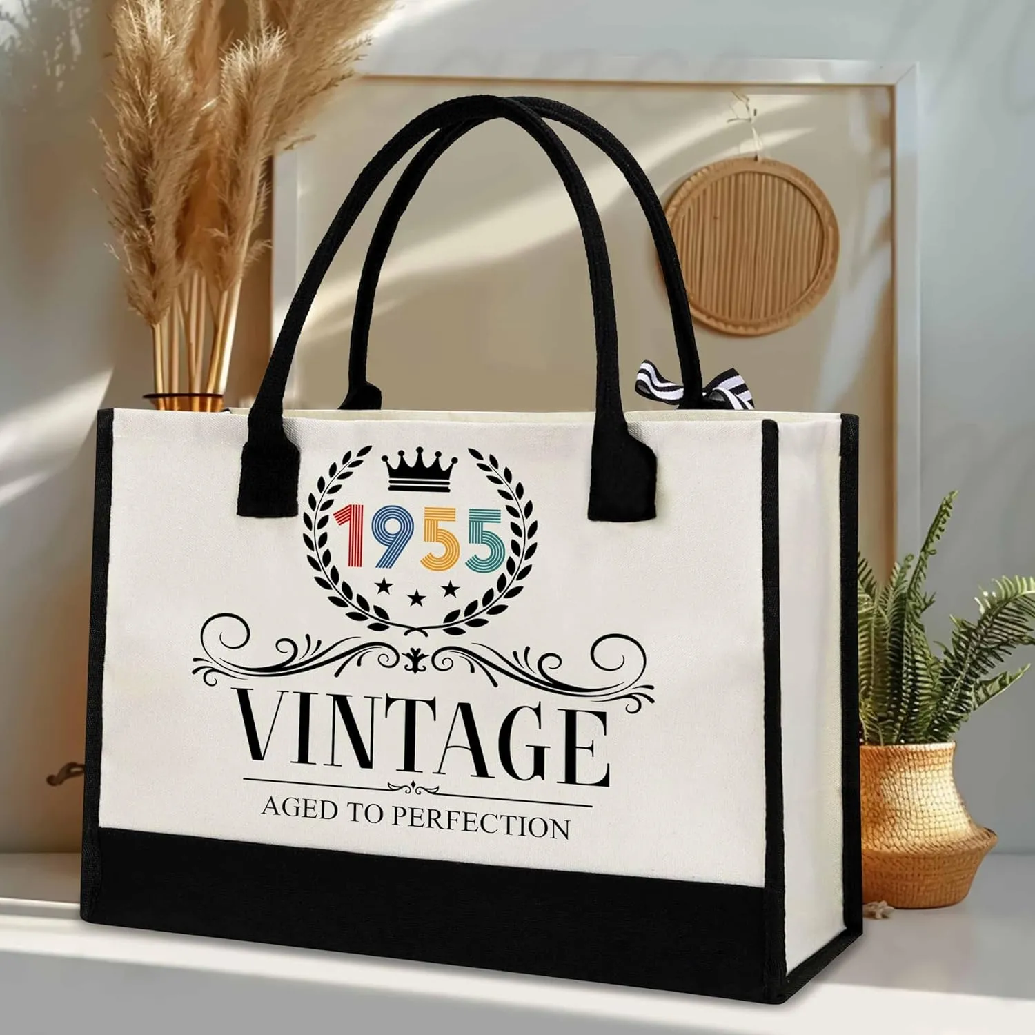 70th Birthday Gifts For Her - Gifts for 70th Birthday - Valentine Gift For Her, Grandma, Mom - 70th Birthday Women - 70th Birthday Decorations For Women - 1955 Canvas Tote Bag - Turning 70th Gifts