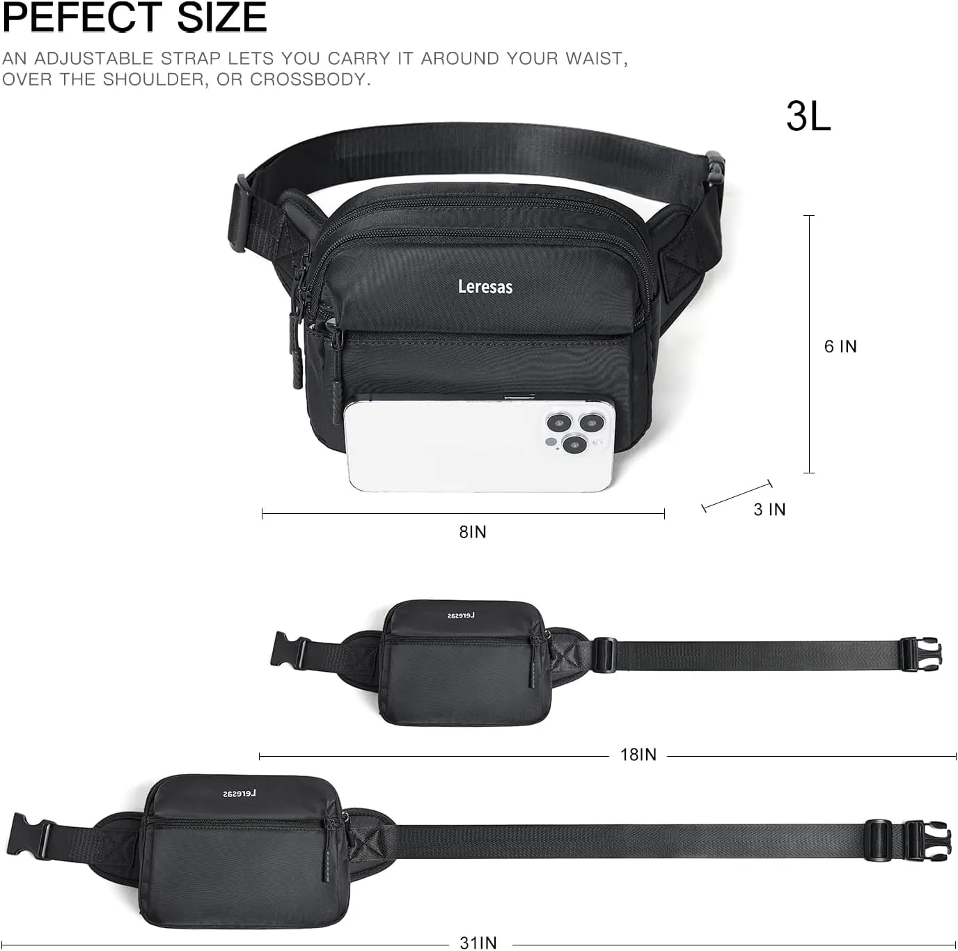 7L Sling Bag for Women Crossbody Bag Sling Purse Fanny Packs Vegan Leather Chest Bag Trendy Handbag Travel Anti Theft