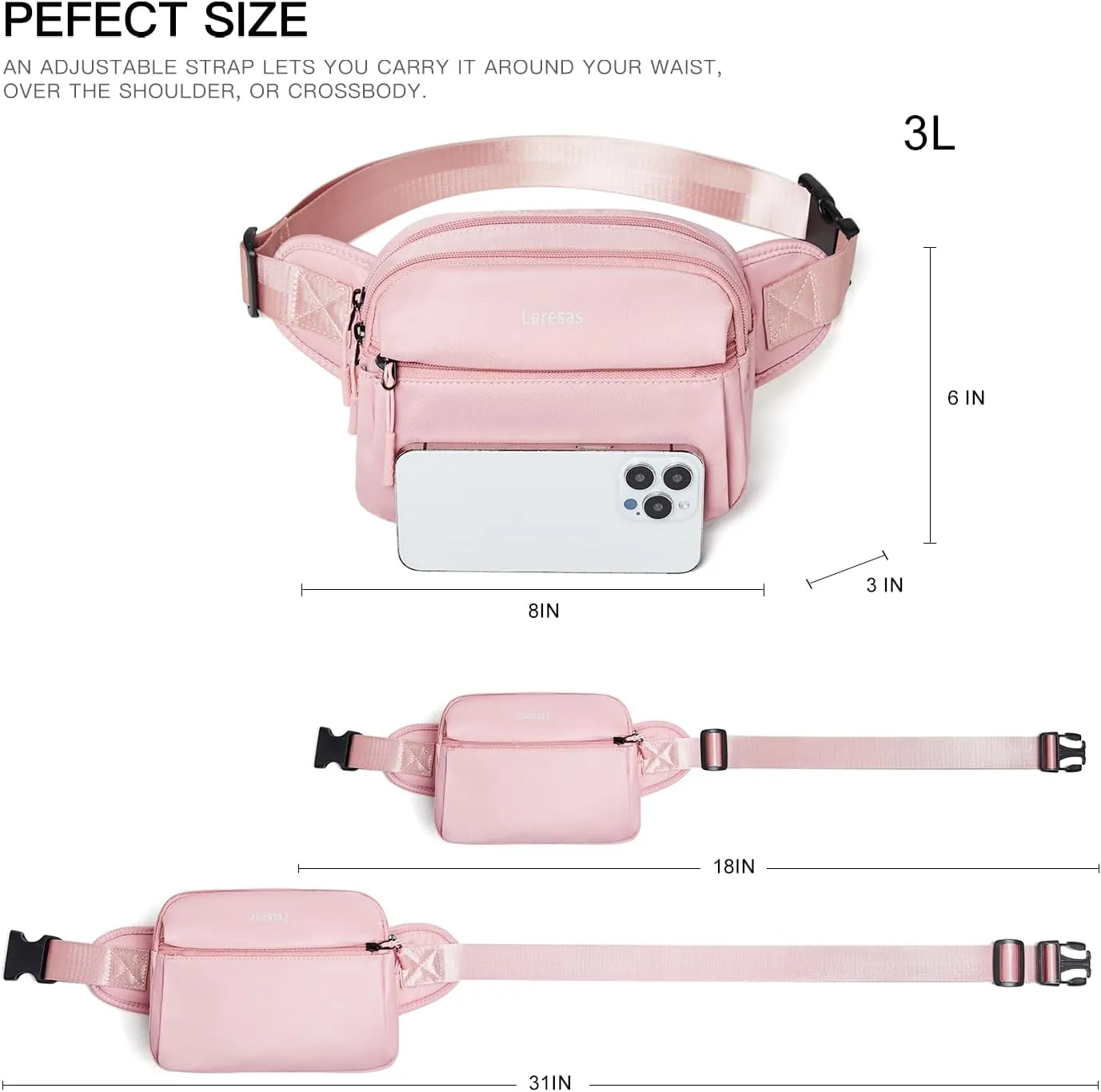 7L Sling Bag for Women Crossbody Bag Sling Purse Fanny Packs Vegan Leather Chest Bag Trendy Handbag Travel Anti Theft