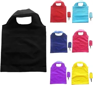 7pcs Reusable Tote Bag Portable Folding Eco Friendly Nylon Grocery Shopping Bag Foldable Handbag Shopper Tote Pouch Organizer Simple