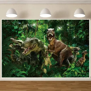 7x5ft Dinosaur Backdrop for Photography Tropical Jungle Forest Dinosaur Background for Boys Kids Baby Birthday Theme Party Banner Photoshoot Studio Props