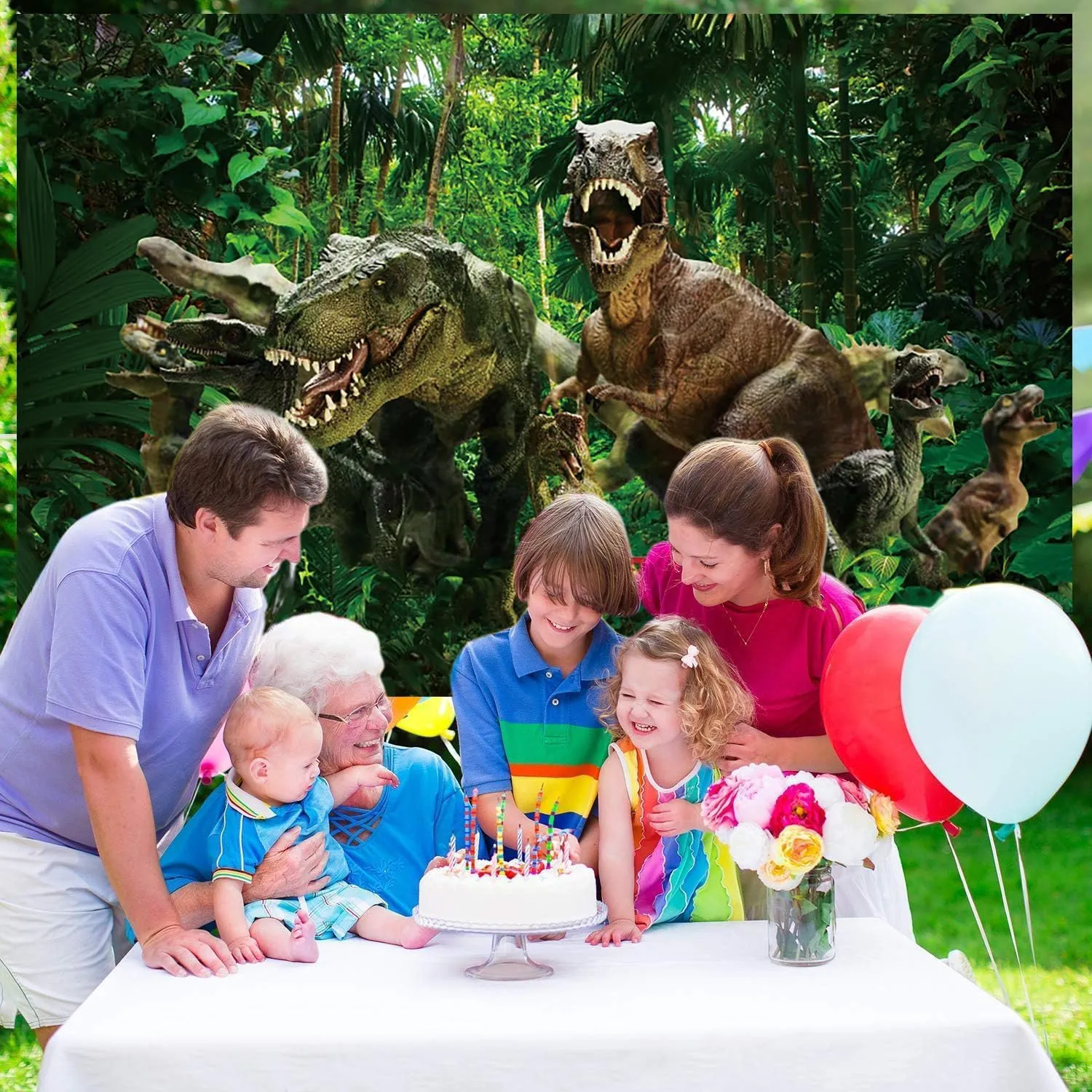 7x5ft Dinosaur Backdrop for Photography Tropical Jungle Forest Dinosaur Background for Boys Kids Baby Birthday Theme Party Banner Photoshoot Studio Props