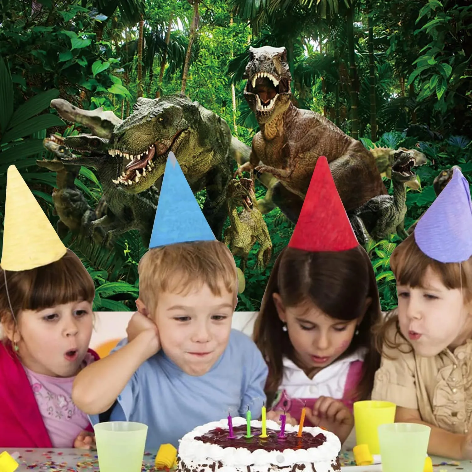 7x5ft Dinosaur Backdrop for Photography Tropical Jungle Forest Dinosaur Background for Boys Kids Baby Birthday Theme Party Banner Photoshoot Studio Props