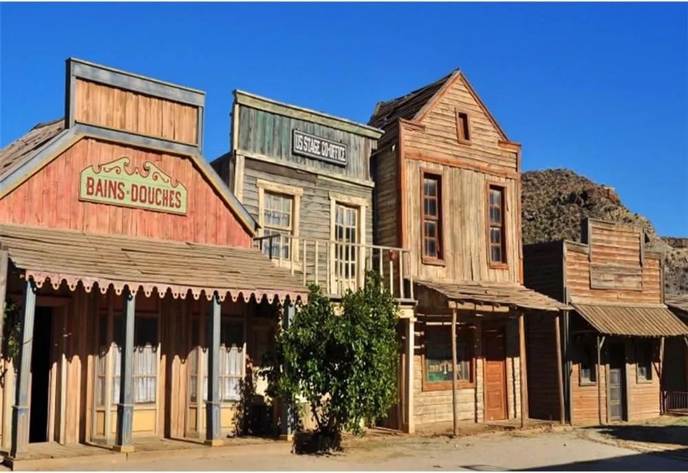 7x5ft Western Town Street Backdrop for Photography Cowboy Old Store Wild West Style Countryside Wood House Background for Kids Man Adult Party Decor Banner Photoshoot Studio Props