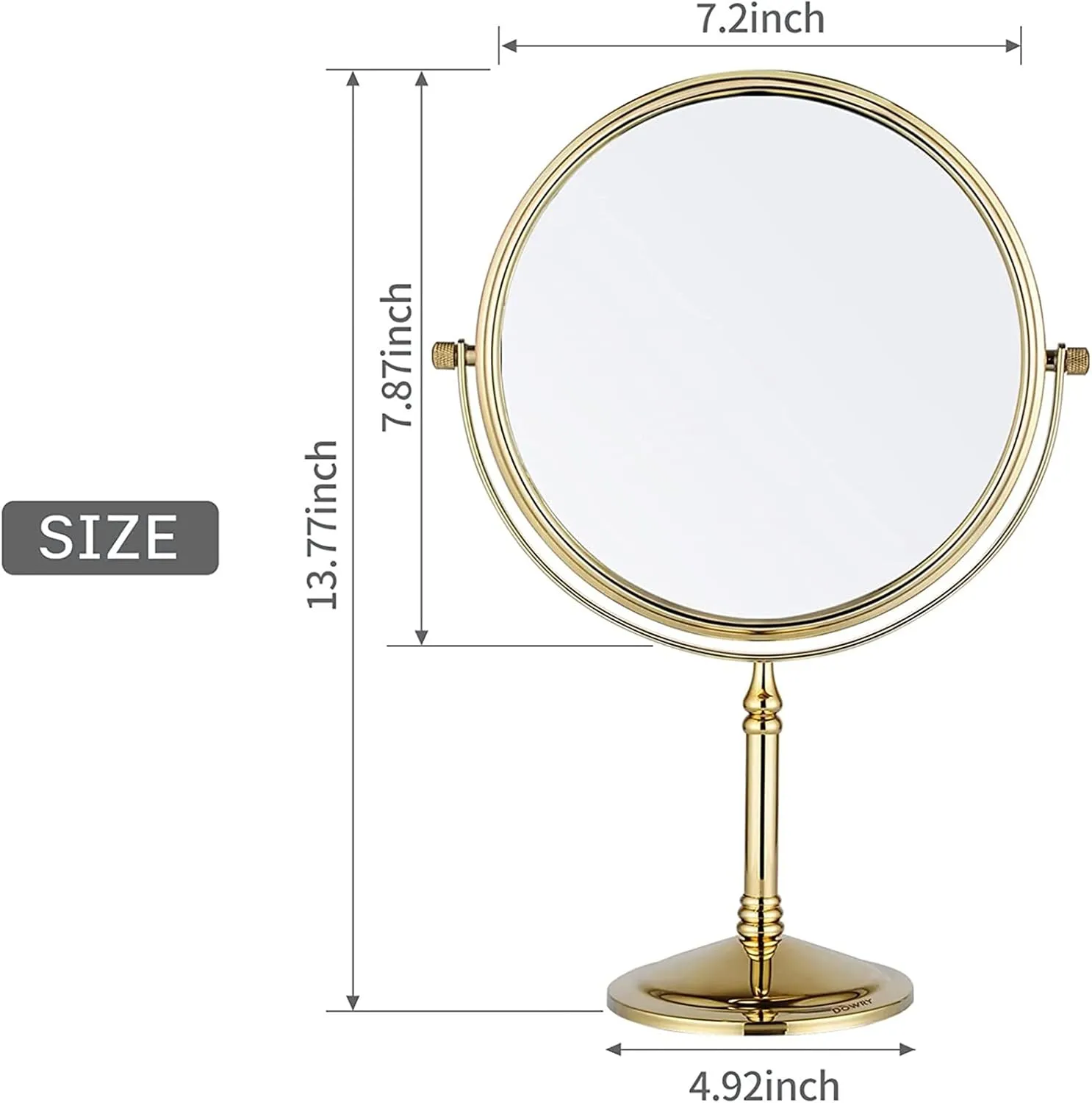 8 Inch Tabletop Makeup Mirror, 360°Swivel Double Side Beauty Cosmetic Mirror, HD Magnification Shaving Mirror for Table, Standing Vanity Mirror for Beauty Salon,Bronze,3X