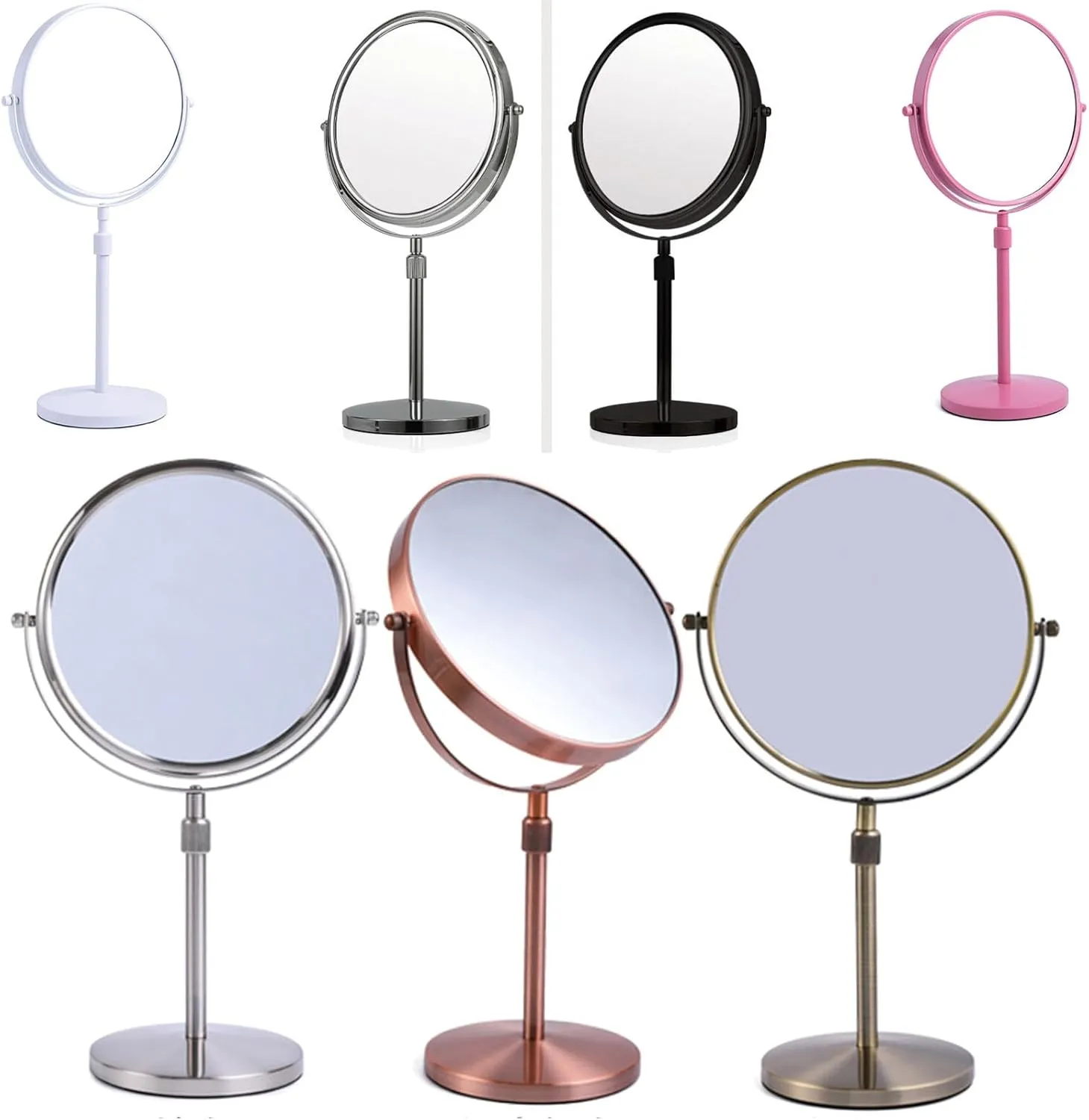 8 Inch Tabletop Rotation Makeup Mirror, Double Side Magnification Cosmetic Mirror, Removable Standing HD Shaving Mirror, Liftable Beauty Mirror for Countertop,Redbronze,3X